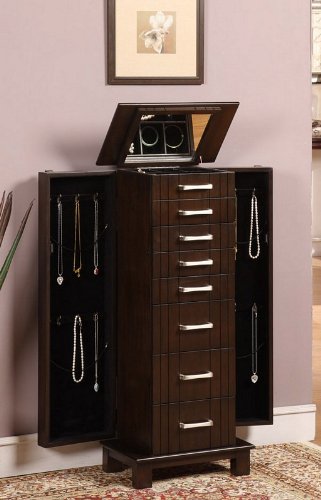 Jewelry Armoire with Silver Handles in Antique Brown Finish ( Antique ) รูปที่ 3