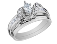 Diamond Marquise Engagement Ring and Wedding Band Set 1/2 Carat (ctw) in 14K White Gold ( MyJewelryBox ring )