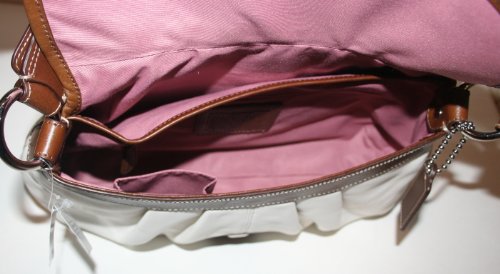 Coach Soho Leather Pleated Flap Hobo Bag White/Bark F15204 ( COACH Hobo bag  ) รูปที่ 3
