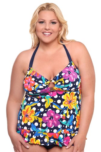 Swimsuit Torrid Plus Size Floral Dot One Piece Halter Swim Suit (Type one Piece) รูปที่ 1