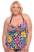 Swimsuit Torrid Plus Size Floral Dot One Piece Halter Swim Suit (Type one Piece)