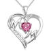 รูปย่อ Sterling Silver Created Pink Sapphire & Diamond Mom Heart Pendant, 18"(.04 cttw) ( Amazon.com Collection pendant ) รูปที่1