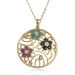 รูปย่อ Yellow Gold Plated Sterling Silver Sapphire, Ruby, Emerald and Diamond Accent Flower Circle Pendant, 18" ( Amazon.com Collection pendant ) รูปที่1