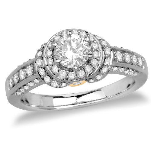 14k White Gold Round Diamond Engagement Ring with Channel-Set Round Diamond (.46 ct center, 1 cttw, G-H Color, I1 Clarity) ( Amazon.com Collection ring ) รูปที่ 1