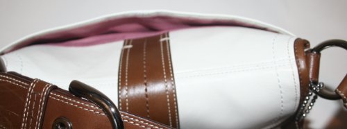 Coach Soho Leather Pleated Flap Hobo Bag White/Bark F15204 ( COACH Hobo bag  ) รูปที่ 4