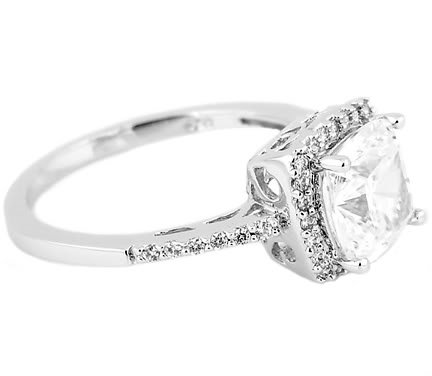 2.5 Ct Cushion Cut Center with Round Cut Cz Cubic Zirconia Engagement Ring-Sterling Silver  รูปที่ 4