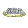 3/4 CT. Three-Stone Cluster Diamond Ring in 10K Yellow Gold ( FineDiamonds9 ring )