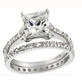 ParisJewelry Sterling Silver Princess Diamond Bridal Engagement Ring ( ParisJewelry ring )