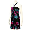 Blue Fuchsia Black Tropical Halter Style Summer Dress ( Luxury Divas Casual Dress )
