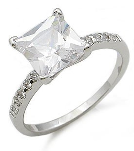 CZ Engagement Rings - Elegant Princess Cut 2.50 Carat CZ Engagement Ring ( HopeChestJewelry ring ) รูปที่ 1