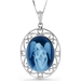 รูปย่อ Sterling Silver Filigree Frame 16X12mm Blue Agate Guardian Angel Cameo Pendant w/18" Chain ( Netaya pendant ) รูปที่1