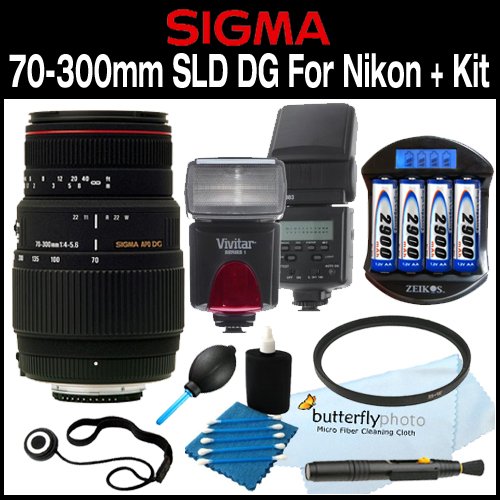 Sigma 70-300mm f/4-5.6 SLD DG Macro Lens with built in motor for Nikon Digital SLR Cameras + UV Filter + Flash Package ( Sigma Len ) รูปที่ 1