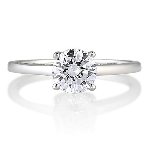 Sterling Silver Round Cubic Zirconia CZ Solitaire Ring - Women's Engagement Wedding Ring ( BERRICLE ring ) รูปที่ 1
