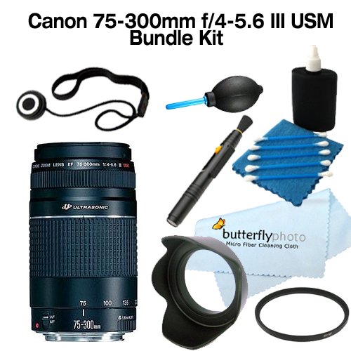 Canon 75-300mm USM f/4-5.6 III USM Telephoto Zoom Lens With UV Filter and Hood + Care Package ( Canon Len ) รูปที่ 1