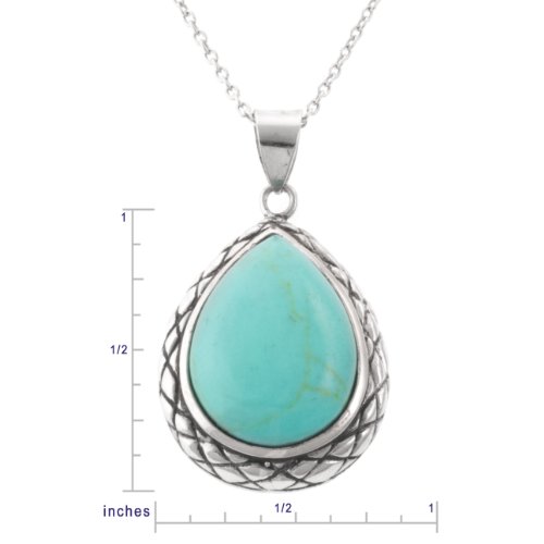 Sterling Silver Turquoise Teardrop Pendant, 18