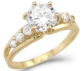 Solid 14k Yellow Gold New Solitaire Round CZ Cubic Zirconia Engagement Ring 1.5 ct ( Sonia Jewels ring )