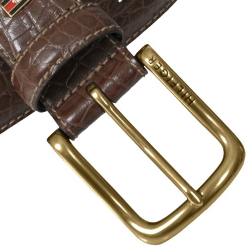 Tommy Hilfiger Mens Genuine Leather Croc Print Belt (leather belt ) รูปที่ 4