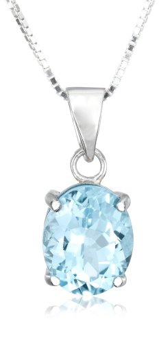 Sterling Silver  Blue Topaz Pendant, 18