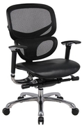 Mesh and Vinyl Ergonomic Chair with Chrome Frame Black Vinyl Seat/Mesh Back/Chrome Accents (Black)