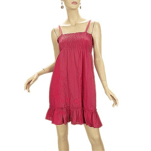 Spaghetti Straps Ruffle Summer Dress Fuchsia ( Boulevard Casual Dress ) รูปที่ 1