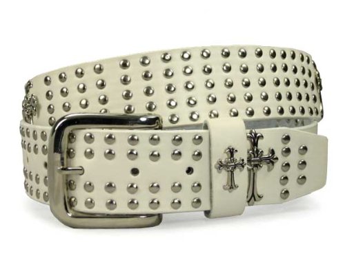 Chritian Religious Cross and Circle Studded Leather Belt  รูปที่ 4