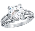 Solid 14k White Gold Round Cut Solitaire CZ Cubic Zirconia Engagement Ring 3.0 ct ( Sonia Jewels ring )