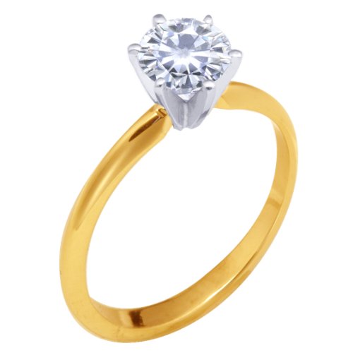 Stunning! Women's 14k Yellow-gold 5.00mm (1/2 CT) Moissanite Solitaire Engagement Ring by Vicky K Designs ( Vicky K ring ) รูปที่ 1