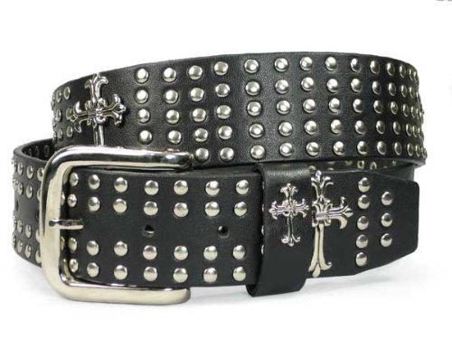 Chritian Religious Cross and Circle Studded Leather Belt  รูปที่ 5