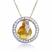 รูปย่อ 18k Yellow Gold Plated Sterling Silver Citrine 7mm and Diamond Accent Pendant, 18" ( Amazon.com Collection pendant ) รูปที่1