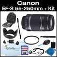 Canon EF-S 55-250mm f/4.0-5.6 IS Telephoto Zoom Lens for Canon Digital SLR Cameras + Monopod Pro Package ( Canon Len )
