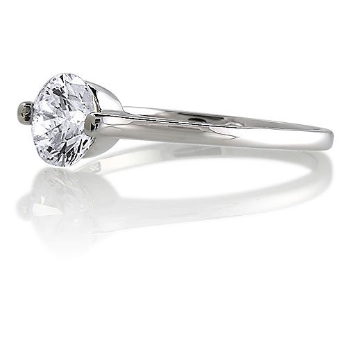 Sterling Silver Round Cubic Zirconia CZ Solitaire Ring - Women's Engagement Wedding Ring ( BERRICLE ring ) รูปที่ 3