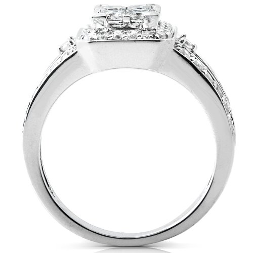 1 Carat Princess & Round Diamond Engagement Ring in 14kt White Gold ( Diamond-Me ring ) รูปที่ 4