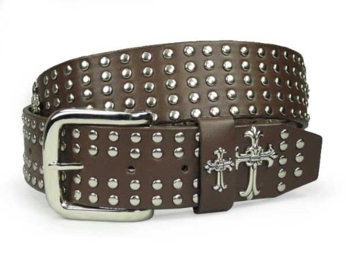 Chritian Religious Cross and Circle Studded Leather Belt  รูปที่ 3