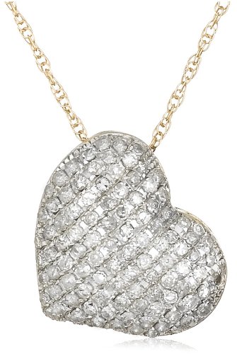 14k White, Yellow, or Rose Gold Diamond Pave Heart Pendant (5/8 cttw, I-J Color, I2-I3 Clarity) ( Amazon.com Collection pendant ) รูปที่ 1