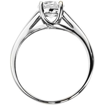 14K White Gold Round Solitaire CZ Cubic Zirconia Wedding Engagement Ring Band ( The World Jewelry Center ring ) รูปที่ 3