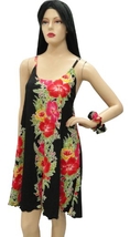 Sexy Black & Red allover Floral Print Beach Dress Sundress L ( La Leela Casual Dress )