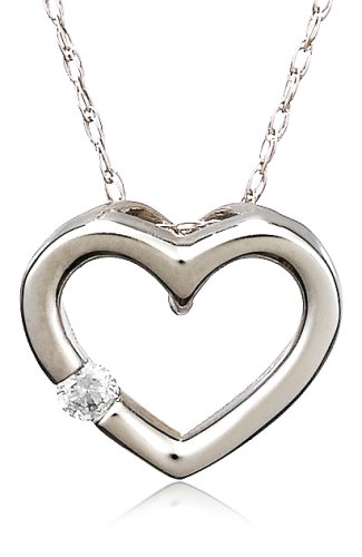 14k Rose, Yellow, or White Gold Diamond Heart Pendant (.03 cttw, J Color, I2 Clarity), 18