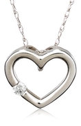14k Rose, Yellow, or White Gold Diamond Heart Pendant (.03 cttw, J Color, I2 Clarity), 18