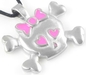 รูปย่อ Cute Pink Hearts Skull & Crossbones Pewter Pendant Necklace ( Dan Jewelers pendant ) รูปที่1