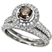 รูปย่อ 1.23ct Round Chocolate Brown Diamond Engagement Ring Wedding Band Set ( Front Jewelers ring ) รูปที่2