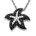 10K White Gold Round Black White Diamond Starfish Pendant (1/3 cttw, H-I Color, SI Clarity) with FREE 10K Gold 18 inch Chain ( DazzlingRock.com Collection pendant )