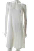 Eileen Fisher White Casual Dress Linen Embellished XS ( Eileen Fisher Casual Dress )