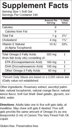 Carlson The Very Finest Fish Oil Orange Chewables, 1000mg Softgels, 240-Count ( Carlson Omega 3 ) รูปที่ 4