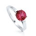 รูปย่อ Sterling Silver 925 Round Cut Ruby Cubic Zirconia CZ Solitaire Ring - Women's Engagement Wedding Ring ( BERRICLE ring ) รูปที่4