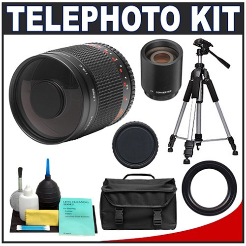 Phoenix 500mm Multi-Coated Mirror Lens with 2x Teleconverter (=1000mm) + Case + Tripod + Cleaning Kit for Canon EOS 7D, 5D, 60D, 50D, Rebel T3, T3i, T2i, T1i, XS Digital SLR Cameras ( Phoenix Len ) รูปที่ 1
