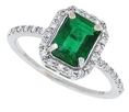 1.52Ct Emerald Cut Emerald and Diamond Ring in 10Kt White Gold(A Quality) ( MyTreasurez ring )
