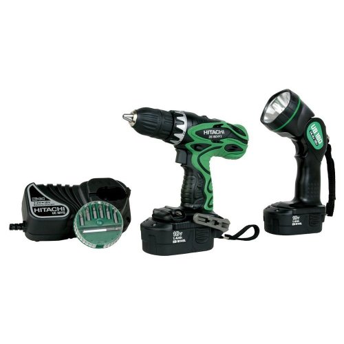 Hitachi DS18DVF3 Heavy-Duty 18-Volt Ni-Cad 1/2-Inch Cordless Drill / Driver Kit with One Battery, 5 Position Belt Hook and Flashlight ( Pistol Grip Drills ) รูปที่ 1