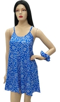 Lovely BLUE allover Print Beach Dress Sundress M ( La Leela Casual Dress )