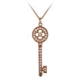 Rose Gold Plated Sterling Silver Cubic Zirconia Key Pendant, 18