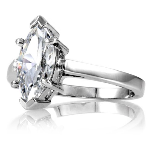 Sonia's Signity CZ Engagement Ring - Marquise Cut - 925 Sterling Silver, 2 Carat ( Emitations ring ) รูปที่ 3